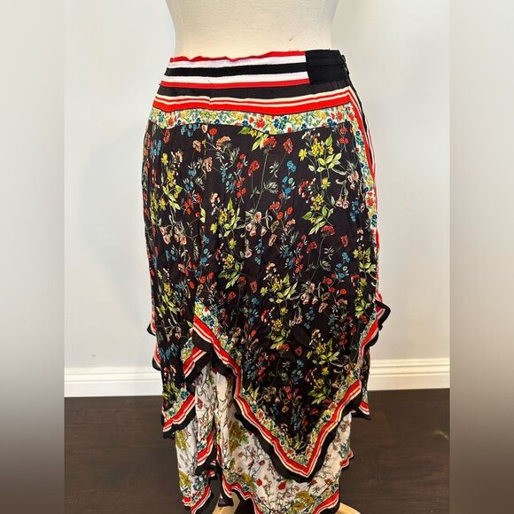 Alice + Olivia Maura Tiered Handkerchief Hem Midi Skirt size 8 - Picture 7 of 13